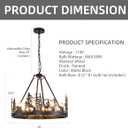 8-Light Black Wagon Wheel Chandeliers,Farmhouse Deer Country Chandelier Dining Room Light Fixtures,Round Industrial Vintage Kitchen Island Pendant Light for Living Room Entryway Foyer 30"