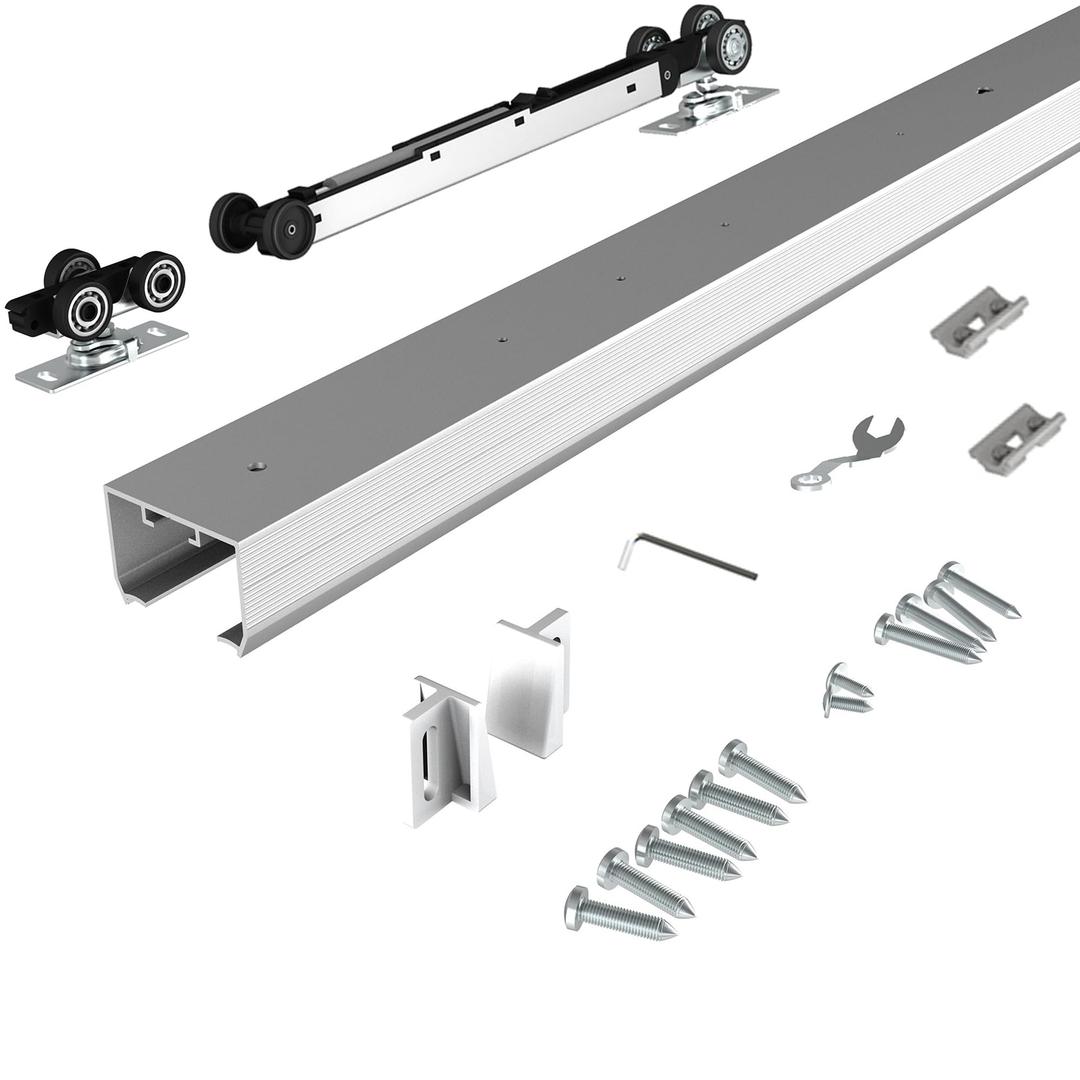 JUBEST 6FT Pocket Door Hardware and Track Set with Soft Close Mechanism