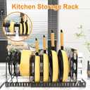 Pot and Pan Organizer Rack for Cabinet, 3 Expandable Pot Lid Organizer Holder with 12 Adjustable Compartment for Kitchen Cutting Board, Pan Lid, Cabinet Cookware Baking