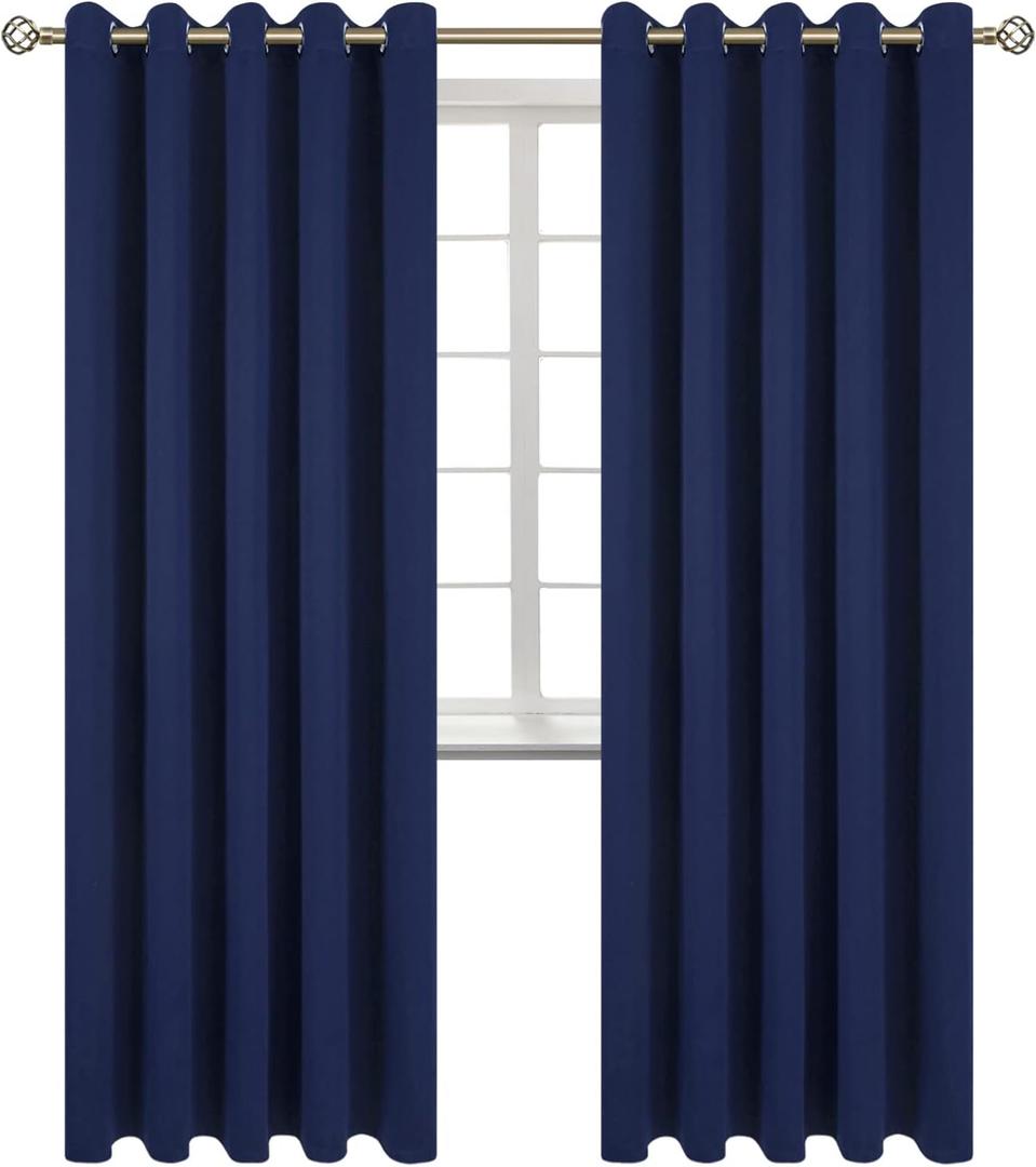 BGment Blackout Curtains for Bedroom - Grommet Thermal Insulated Room Darkening Curtains for Living Room, Set of 2 Panels (70 x 84 Inch, Navy Blue)