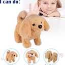 WorWoder Plush Golden Retriever Toy Puppy Electronic Interactive Pet Dog - Walking, Barking, Tail Wagging, Stretching Companion Animal for Kids (Golden Dog)