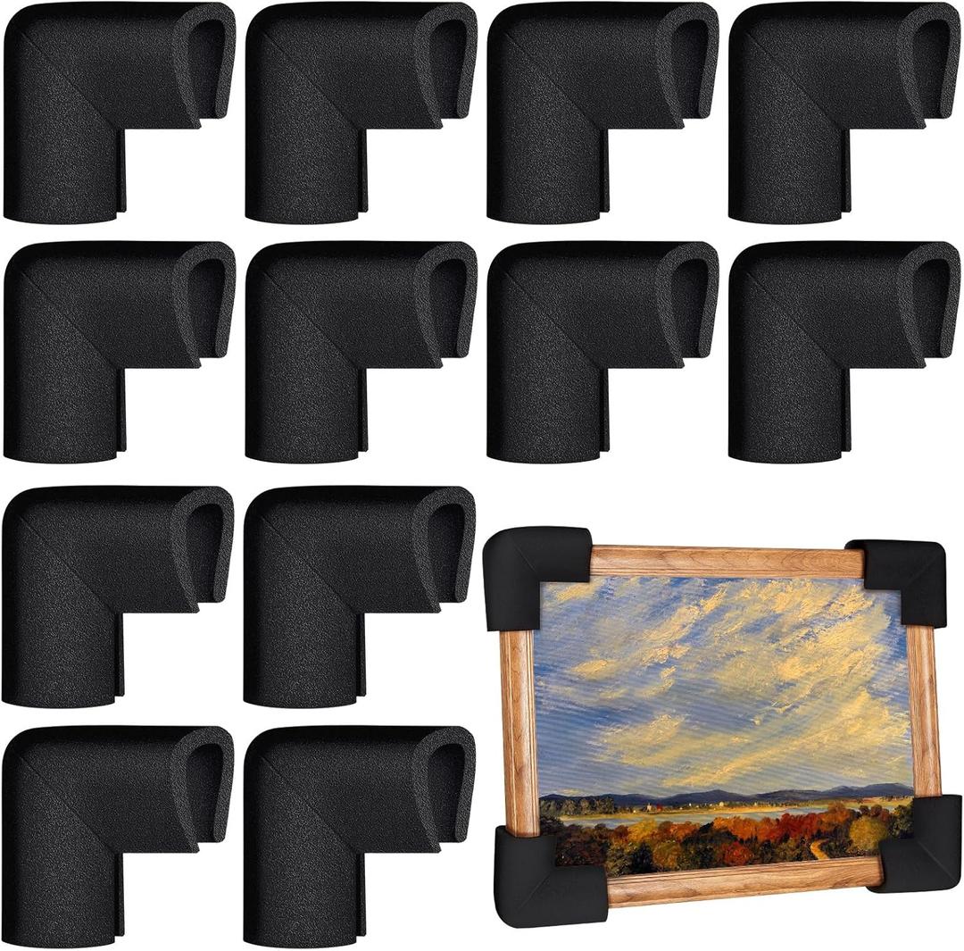 Frienda 12 Pcs Picture Frame Corner Protectors TV Foam Corners for Moving Mirror Boxes Bulk L-shaped Cushioning Picture Packing Kit for Artwork Packaging Furniture Supplies Shipping Edge Protection
