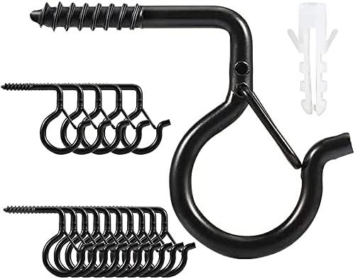 15 Pack Q Hanger Hooks Outdoor Screw Hooks with Safety Buckle Design, Easy Release Outdoor Wire & Christmas Light Hanger