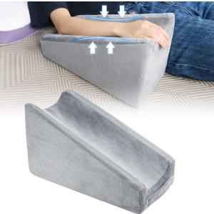 Upgraded Arm Elevation Pillow, Ergonomic Elbow Support Pillow for Bed Sores, Soft Arm Rest Wedge Pillow with High Density Foam for Sleeping Recovery Care -Detachable Case (Grey)