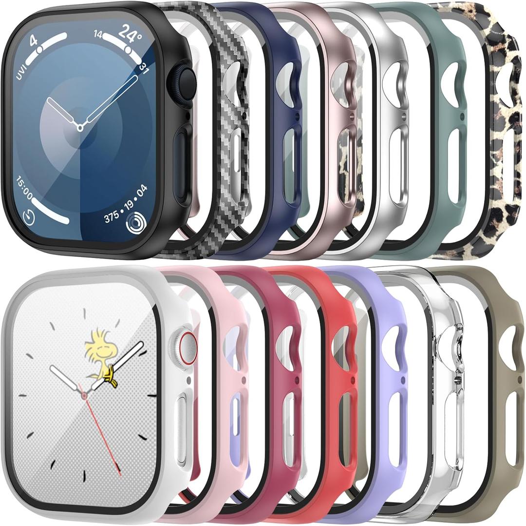 14 Pack Case with Tempered Glass Screen Protector for Apple Watch Series 10 46mm, Full Coverage Hard PC Protective Cover HD Ultra-Thin Guard Bumper For iWatch 10 46mm Accessories