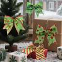 16 Pack Christmas Red Green Bows Ornaments for Tree, 6.2 Inch Xmas Glitter Dot Polyester Ribbons Wreath Bow,Decorations for Home Indoor Fence Door Railing Fireplace Garden Party Stairs Wedding Decor