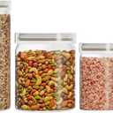 Pyrex 4-Pack Glass Canister Set - Dry Food Storage Containers with Glass Lids for Kitchen and Pantry Organization