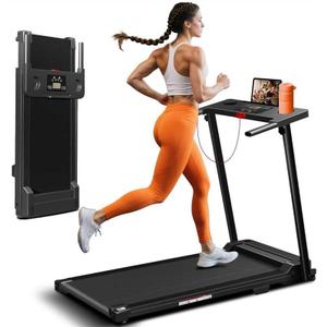 Treadmill with Handles, Portable Small Treadmills for Home and Office, 3.0HP Folding Walking Pad with 300 lbs Capacity, Cup Holder, LED Display and 12 Preset Programs (Black)