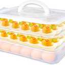 3 Layer Deviled Egg Trays Containers with Lid,Plastic Refrigerator Egg Carrier with Handle for 72 holes,Clear Storage Platter for Portable Devil Egg,Easter Thanksgiving