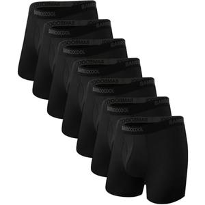 BAMBOO COOL Men's Underwear Breathable Boxer Briefs with Fly Moisture-Wicking Lightweight Underwear 7-Pack L