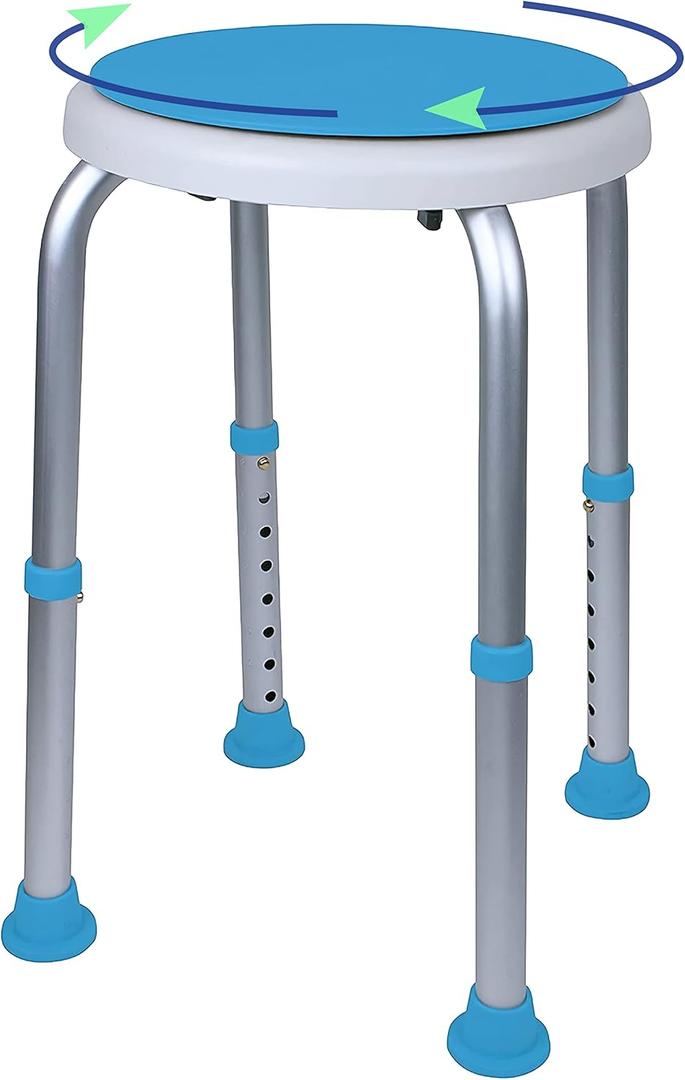 Carex Swivel Shower Stool With Padded Seat, Shower Seat For Seniors, Elderly, Handicap, Disabled, or Those Home From Surgery, Blue
