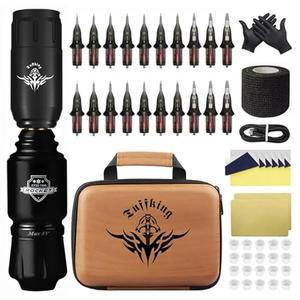 Wireless Rotary Tattoo Machine Set Mini Tattoo Pen Kit with Adjustable Voltage Short Pen Design and Type C Charging for Liner and Shader Tattoo Work,Black