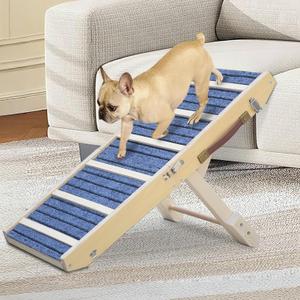 Dog Ramp for Bed, Upgraded 33" Long Portable Dog Ramp for Couch, Wood Folding Pet Ramp for All Breeds Small Old Dogs to Get on Bed, 4 Adjustable Heights 12.9" to 17.7"(Wood, Up to 50lbs)
