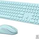 Wireless Keyboard and Mouse Combo, 110 Round Quiet Keys, Adjustable Optical Mouse, Share 1xUSB Receiver, Power Switch, for Windows Mac(Blue)