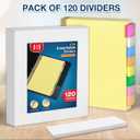 H4D 120 Pack Insertable Binder Dividers with 8 Tabs, Multicolor Tab Dividers for 3-Ring Binder, Gold-Reinforced Holes, Letter Size