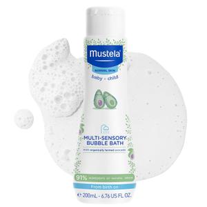 Mustela Baby Multi-Sensory Bubble Bath with Natural Avocado Biodegradable Formula - 6.76 oz. 