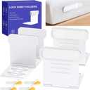 Upgrade Flat Bed Sheet Holders for Corners, 4Pcs Fitted Sheet Holders with Anti-Slip Base, Lock Sheet Grippers Keep Sheets Firm & Tight, Secure All Mattress Edges, No Loose Sheets, Easy to Install