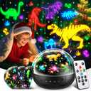 Dinosaur Toys for Kids 3-5, Remote+3 Films+93 Effects Dinosaur Toys for Kids 2-4, 3 Timer+5 Brightness 3 Year Old Boy Gift, Rotate 3 Year Old boy Birthday Gift, Boys Christmas Gifts Boys (Black)