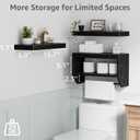 QEEIG Bathroom Floating Shelves for Wall - Shelf Over Toilet Paper Storage Farmhouse 16 inch Set of 3, Black (028-40B3)