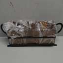 Utensil Caddy Silverware Cutlery Holder with 3 Compartment, Wooden Utensil Crock Flatware Organizers with Metal Tray, Rustic Kitchen Utensil Organizers for Farmhouse Kitchen and Countertop