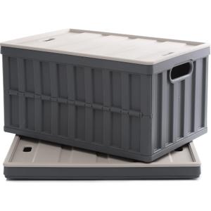 Citylife 64L Collapsible Storage Bins with Lids Plastic Storage Containers for Organizing Stackable Storage Box Large Heavy Duty Utility Crates, 2 Packs
