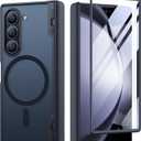 MOBOSI Magnetic for Z Fold 6 Case, [Compatible with Magsafe], Samsung Galaxy Fold6 Case with Hinge Protection&Built-in Front Screen Protector, Full Body Rugged Shockproof Phone Case Zfold 6 2024 Black