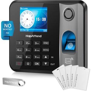 Time Clock - Fingerprint Time Clocks for Employees Small Business Automatic Calculate Hours, H1 Standalone Biometric Clock in Machine for Employees with 5 RFID Cards (0 Monthly Fees)