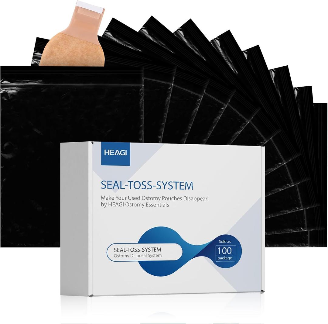 Ostomy Pouch Disposal Bags, Seal-N-Toss Ostomy Disposal System, High Sealing/Prevents Odours/No Mess/Eco-Friendly Disposal Bags for Colostomy Bags, Nappies, Incontinence Pads - 100 Pack