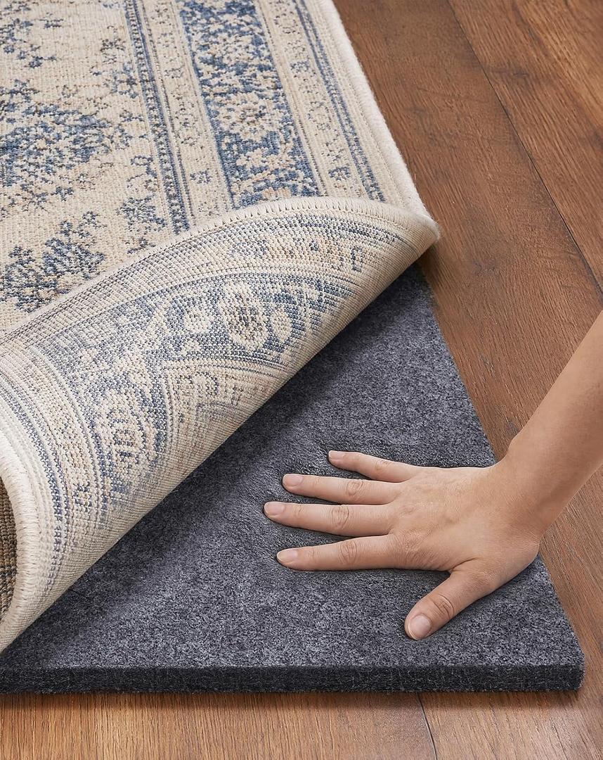 Veken Felt Cushioned Rug Pad 8 x 10 Ft, 1/4 Inch Thick, Dense Needle-Punched Carpet Underlay for Area Rugs, Protector Mat for All Hard Floors Including Hardwoods, with Over 99 Piece Pile fibers