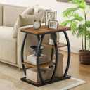 HOOBRO End Table, End Tables Living Room with 4 Tier, Narrow Side Table with Storage Shelves, Geometric Metal Frame, Industrial End Table for Bedroom, Office, Rustic Brown and Black BF164BZ01, 23.6"L x 11.8"W x26.4"H