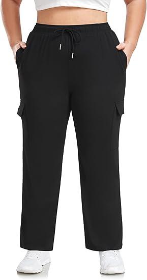 Plus Size Sweatpants for Women Wide Leg Cargo Sweat Pants Casual Lounge Loose Workout Yoga Pants with Pockets, 3XL