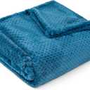 PAVILIA Turquoise Blue Throw Blanket for Couch, Twin Bed, Soft Fleece Throws for Sofa Chair, Fuzzy Waffle Textured Blanket, Cozy Warm Lightweight All Season Blanket Throw, 60x80