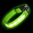 Super Bright LED Dog Collar - Fully Waterproof & Adjustable Glow Collar - USB-C Rechargeable for Night Walking, Safety - Flashing Lighted Collar for Dogs(Green,Medium)
