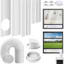 Yipoch Portable AC Window Vent Kit inclue 2M Exhaust Hose 5.9" & Waterproof Rain Cover & 4-in-1 Coupler Filter,Portable Air Conditioner Window Seal Kit with 4 Adjustable PVC Plates (17"Up to 59")