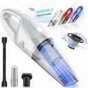 Handheld Vacuum Cordless Rechargeable,Car Vacuum Cleaner with LED Light/Multi Accessories, 1.5lbs Lightweight Hand Vacuum Cordless Rechargeable for Car and Home, Mine Portable Vacuum (White)