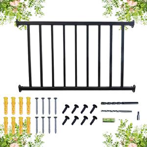 Metal Guard Railing Kit with Balusters 9 Railings Black Decking Railings Porch Indoor Outdoor Hand Railing3-7/8 Feet Wide