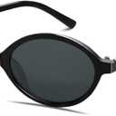 BOTEN Retro Oval Sunglasses for Women Men Small 90s Sun Glasses Trendy Round Shades Cute Designer Sunnies (Black Frame - Grey Lens)