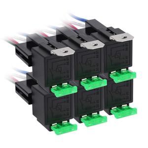 APIELE 4 Pin 12V 40A Relay with 30A Fuse DC SPST Fused Normally Open 1NO, 14 AWG Harness Socket for Car Truck Motor (6 Pack)