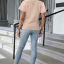DeXianLai Womens Dressy Chiffon Blouses Summer Puff Petal Short Sleeve Shirts Beach Vacation Clothes for Women Fashion Clothing Apricot L