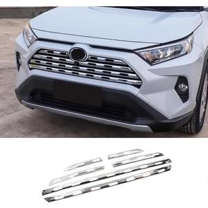 Car Accessories Fit For Toyota RAV4 2019-2024 LE/XLE/XSE/Limited Model Front Grill Grille Cover Trims Chrome Stainless Steel 6 PCS