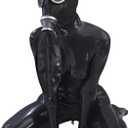 ABWL Latex Cosplay Gas Mask, Full Face Steampunk Mask for Men Women, Rubber Halloween Game Masks Masquerade Costumes Clubwear (Medium)