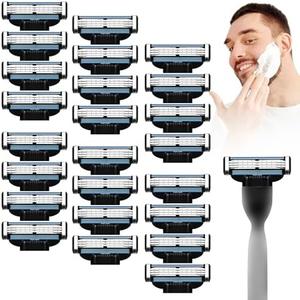 22 Pcs Razors Blades for Men,Razor Blades Refills Compatible with Mach 3 Handles,3-Layer Shaver Blades with Double Lubrication Strip Premium Quality Replacement Blades for for Daily Use