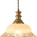 HDDFL Glass Pendant Lights Modern Pendant Lighting Fixtures 11.8 in Hanging Lamp for Kitchen Island Bedroom Dining Room Coffee Shop Hallway Brown and Brass