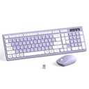 Wireless Keyboard and Mouse Combo, Full-Sized Wireless Keyboard and Adjustable DPI Mouse, 2.4GHz USB Receiver, Silent Keyboard and Mouse for PC, Windows, MAC, Desktop, Laptop(Purple)