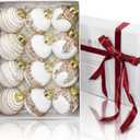 Satin Christmas Balls Ornaments, Silk Christmas Hanging Ball Decorations, 12Pcs 3.15" Luxury Vintage Christmas Tree Decor for Xmas Holiday Wedding Party, Package (White)