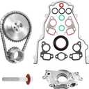 LS High Volume Oil Pump Timing Chain Kit w/Gaskets M295HV for 1997-2019 Chevy Silverado 1500/Tahoe/Suburban, GMC 4.8L 5.3L 5.7L 6.0L,LS1 LS2 LS3 L96 LM7 LR4 LQ4 Gen 3 4 V8 Engine Replaces 12696357