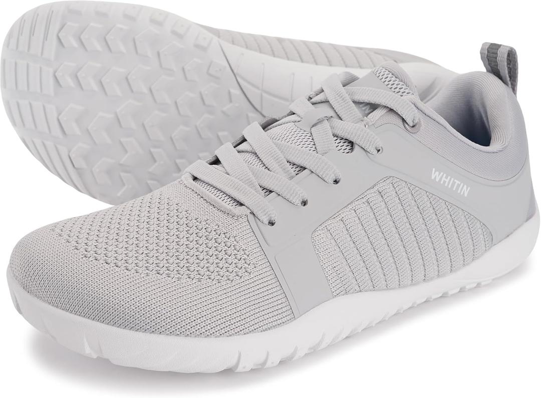 WHITIN Women's Wide Barefoot Trail Running Shoes | Minimalist Hiking Footwear | Zero Drop | Flexible Traction (Light Grey, 40)