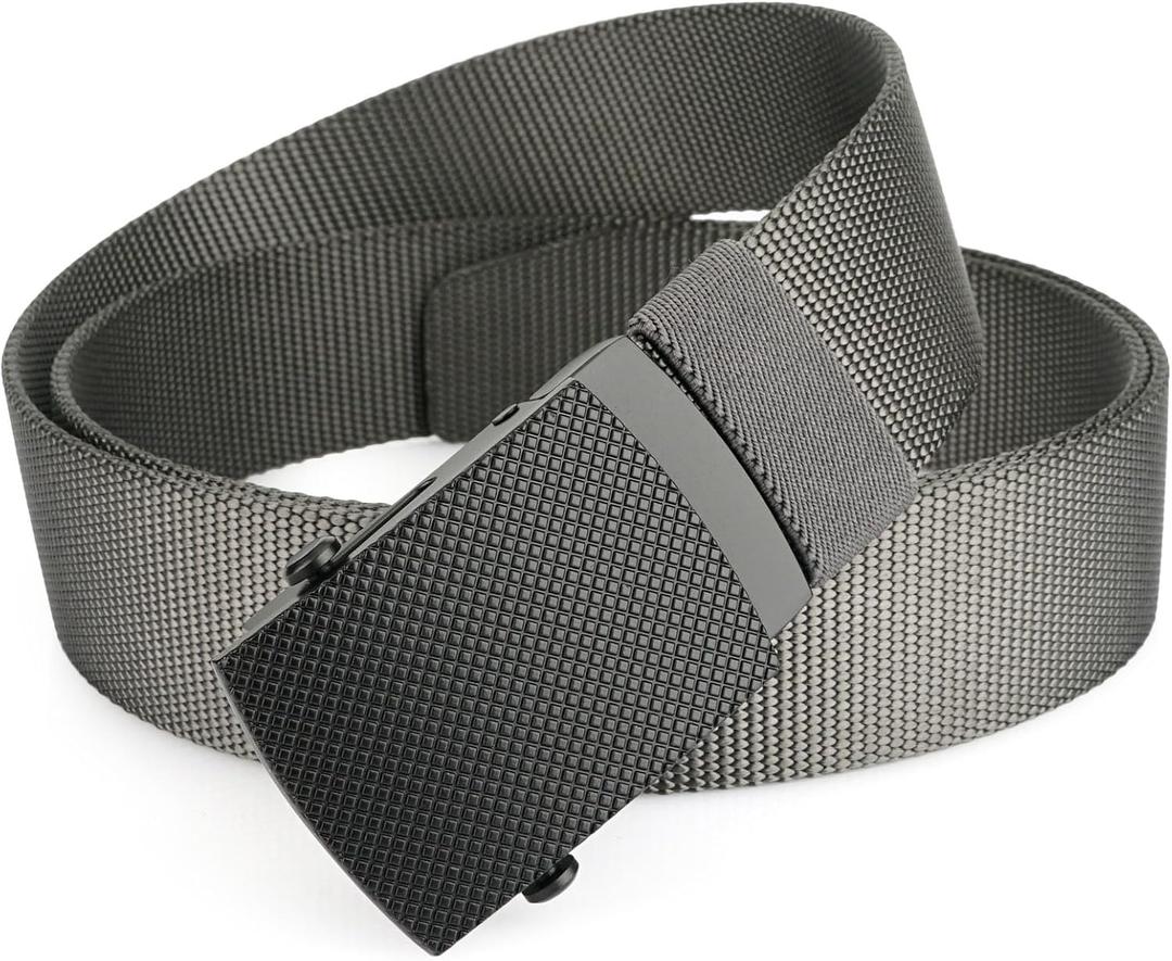 WYuZe Military Nylon Belt Heavy Duty Sliding Buckle 1.5" Adjustable Web Tactical Belt for Men Outdoor Work Hiking EDC (Gray)