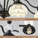 30'' Victorian Chandelier Black Antique Pendant Light for Living Room | 8-Light, Adjustable Height, Farmhouse Dining Room Light Fixtures with Lampshades, Crystal Chandelier for Hallway