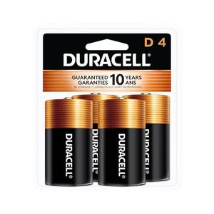 Duracell Coppertop D Batteries, 4 Count (Pack of 1), D Battery with Long-lasting Power, All-Purpose Alkaline D Battery for Household and Office Devices